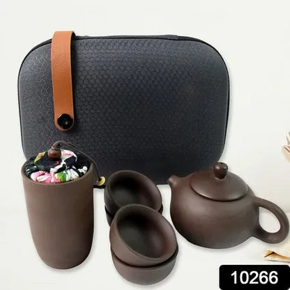 Portable Kung Fu Tea Set With A Portable Travel Bag (Set Of 6pcs) - Zidbik