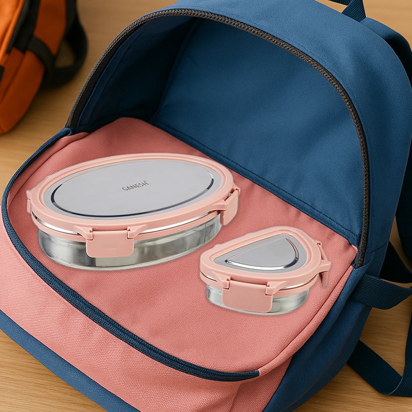 Ganesh Classy 2-piece Stainless Steel Lunch Box Set - Zidbik