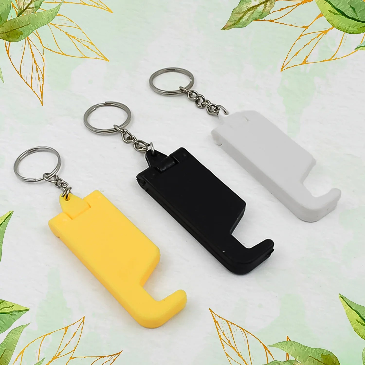 2 In 1 Plastic Keychain With Mobile Stand Phone Holder (100 Pcs Set Multicolor) - Zidbik