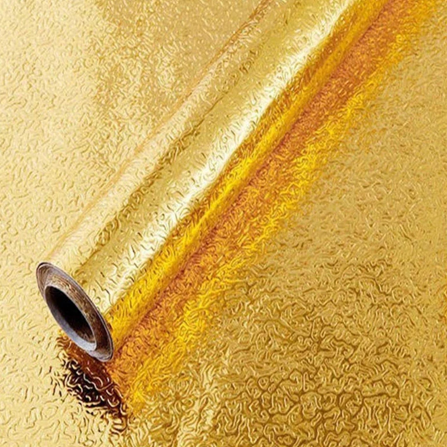 Oil Proof Sticker Waterproof Self Adhesive Aluminum Foil Wallpaper (60 Cm2m  Golden  1 Pc) - Zidbik