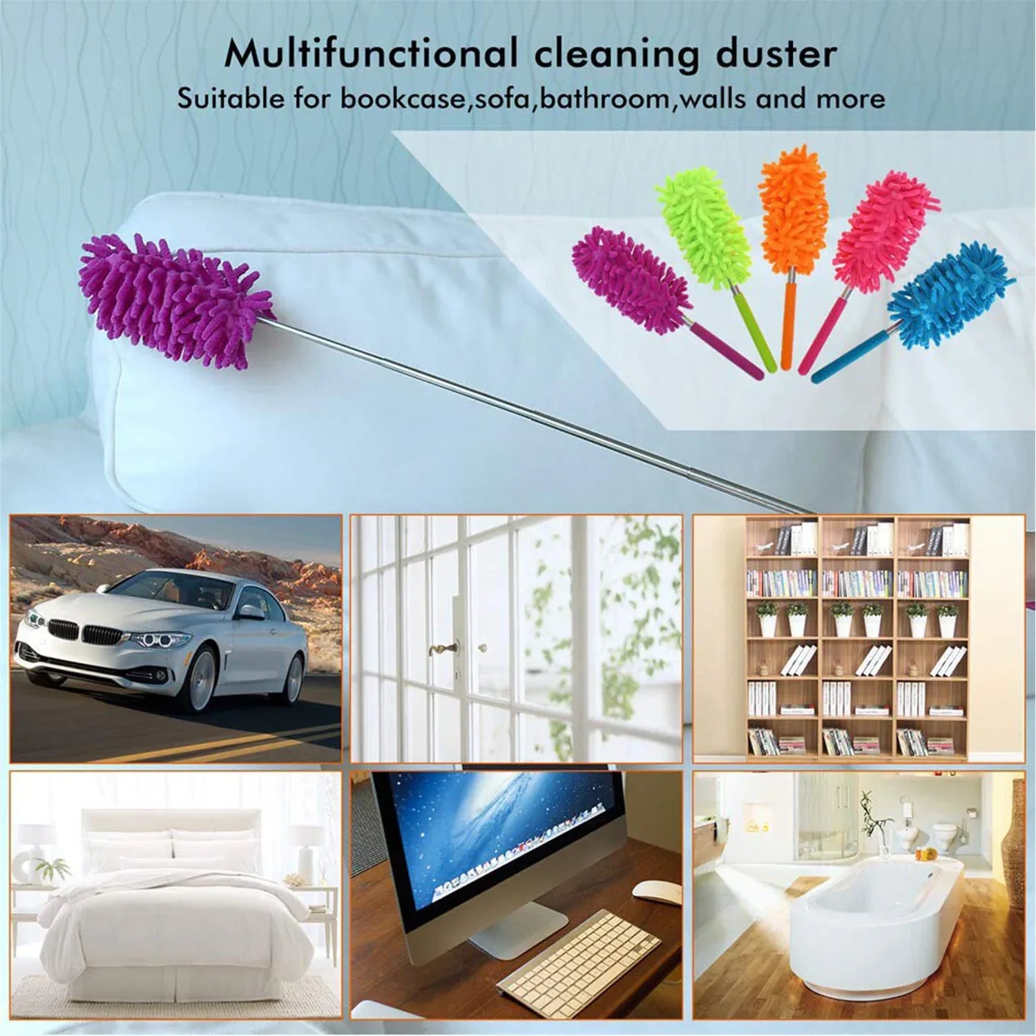 6017 Multipurpose Microfiber Fan Cleaning Duster For Quick And Easy Cleaning - Zidbik