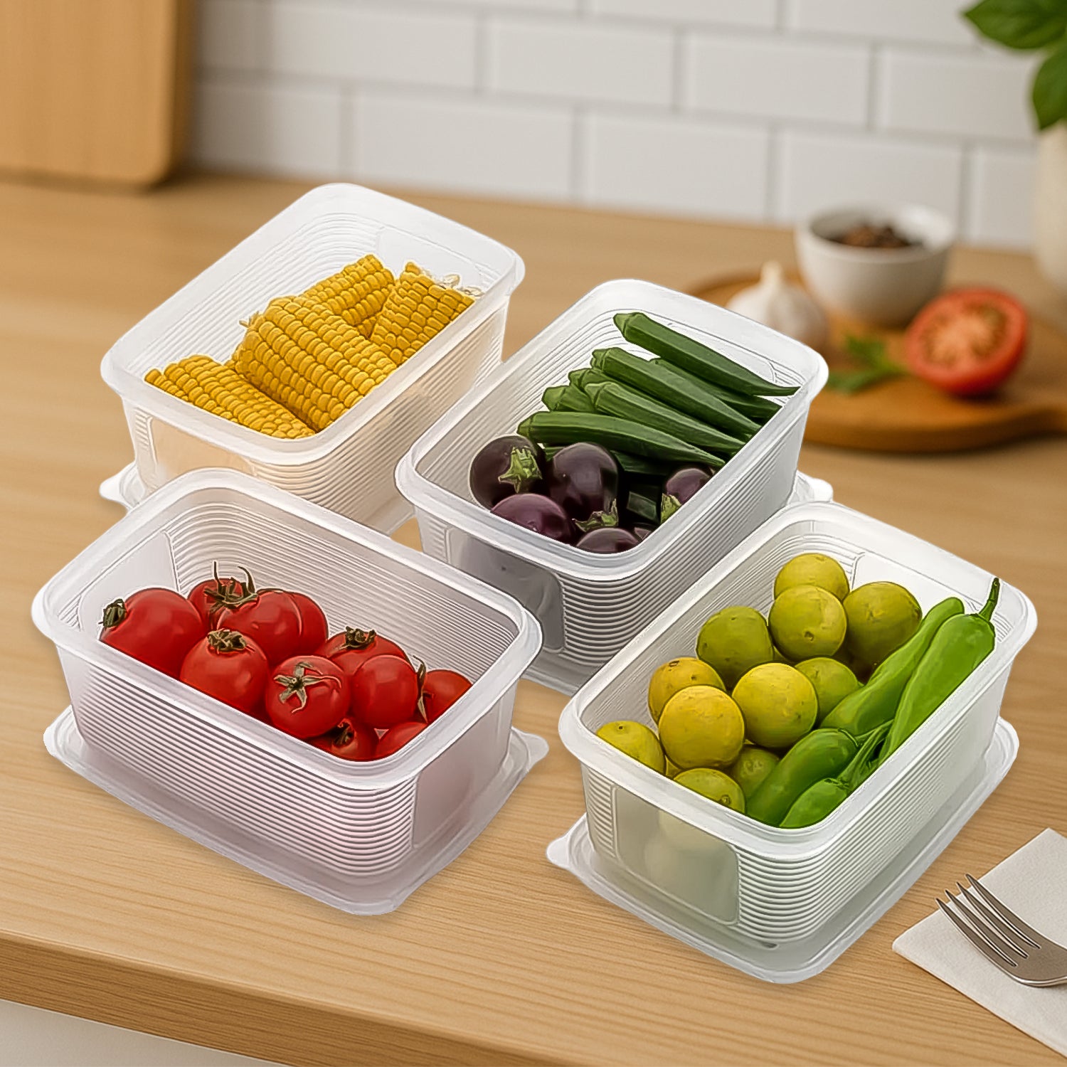 6 Pcs Multipurpose Plastic Food Storage Container Set - Zidbik