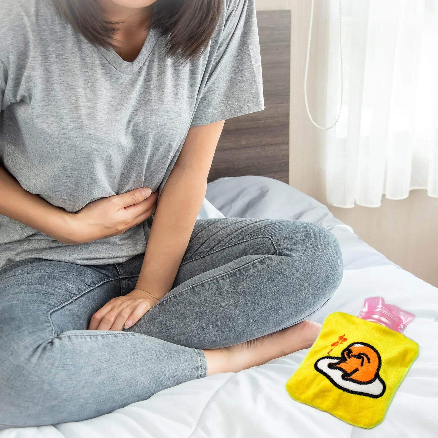 6515 Yellow Duck Head Small Hot Water Bag With Cover For Pain Relief Neck Shoulder Pain And Hand Feet Warmer Menstrual Cramps. - Zidbik