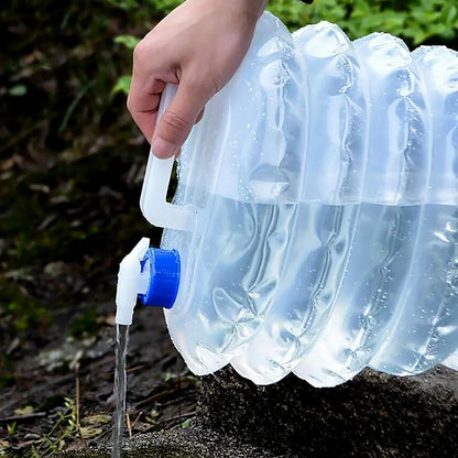 Outdoor Camping Collapsible Portable Water Container With Carry Handle Tap Valve Large Food Grade - Zidbik