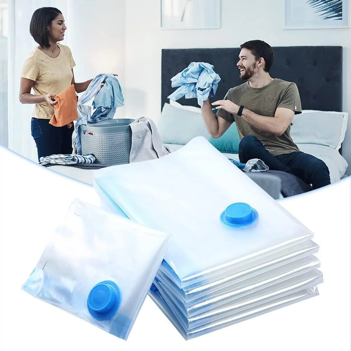 17826 Vacuum Storage Bags With Suction Pump Shirt Clips - Vacuum Bags - Big Capacity Vacuum Seal Bags For Travel Clothes Blankets Pillows Compression Bags Space Saver Vacuum Storage Bags (5 Pcs Set) - Zidbik