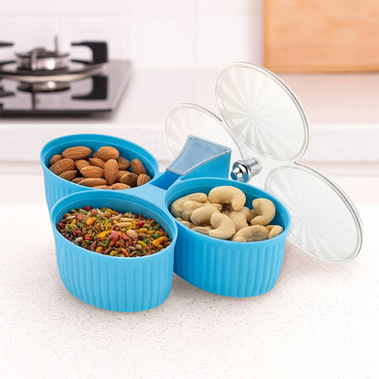 Premium 3-compartment Revolving Dry Fruit Box (1 Pc) - Zidbik