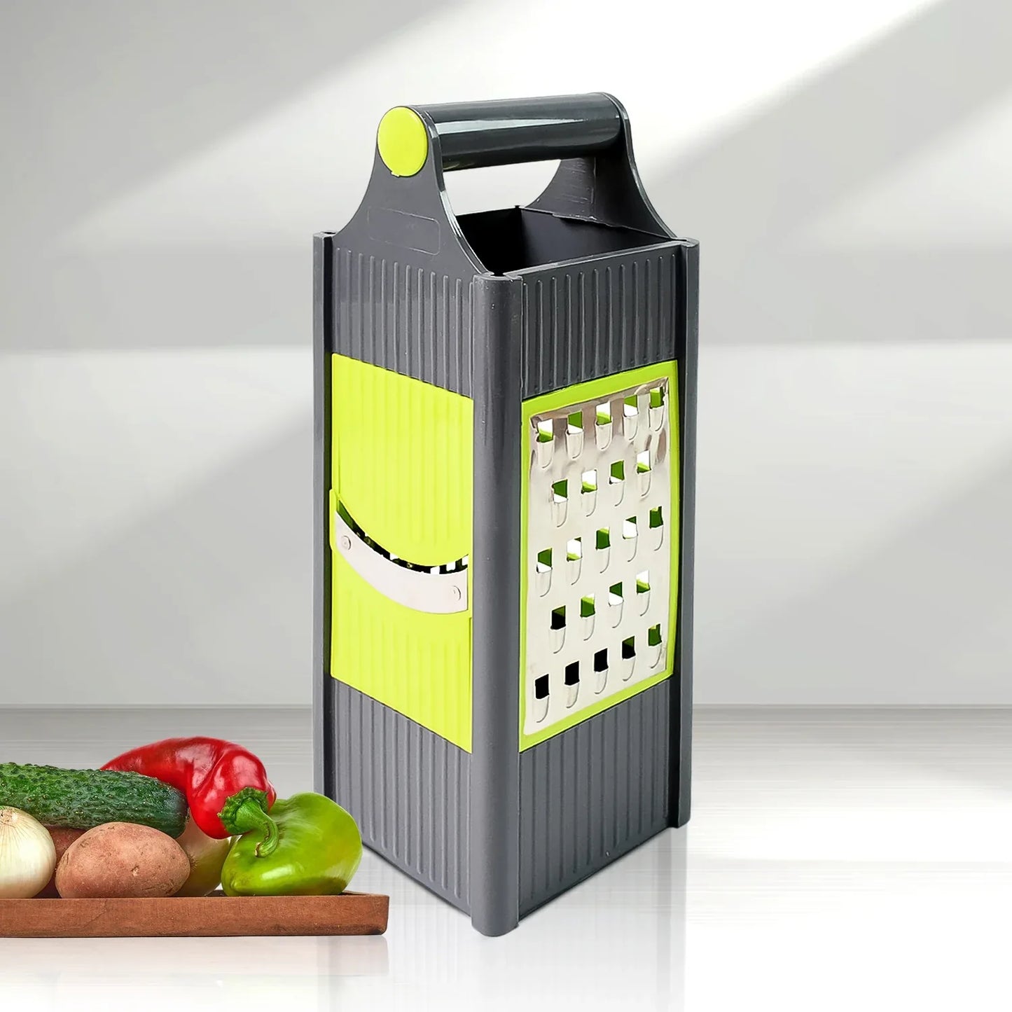 Steel And Plastic 4 In 1 Vegetable Fruit Slicer Grater Slicer (1 Pc) - Zidbik