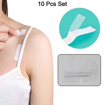 Waterproof Anti-skid Disposable Double Sided 10 Adhesive Transparent Clear Medical Tape For Lingerie (10 Pcs Set) - Zidbik
