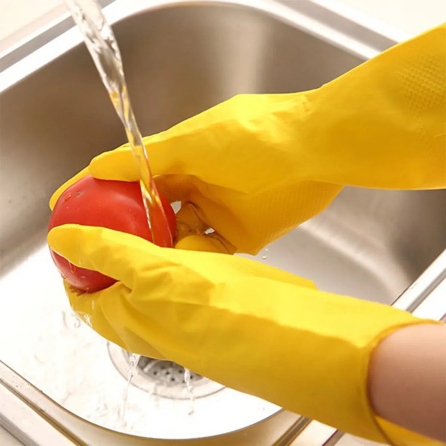4854 2 Pair Med Yellow Gloves For Types Of Purposes Like Washing Utensils Gardening And Cleaning Toilet Etc. - Zidbik