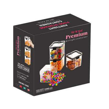 2763 4pc Square Container 700ml Used For Storing Types Of Food Stuffs And Items. - Zidbik