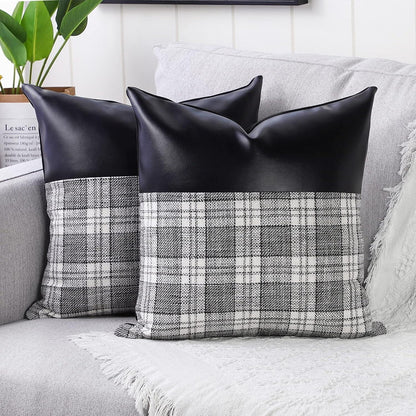 Pillow Covers Cushion Cases Soft Leather And Cotton (23 22 Inch 1 Pair 2 Pc) - Zidbik