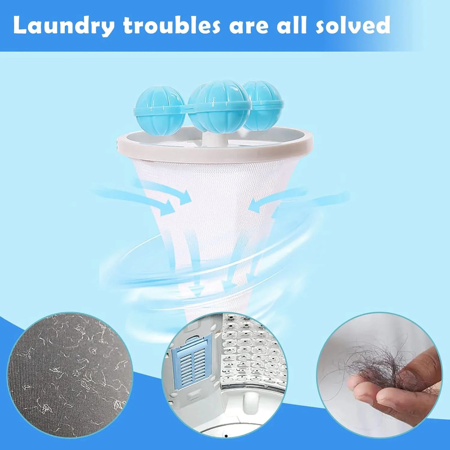 12604 Laundry Ball Floating Pet Fur Lint Hair Catcher Household Reusable Washing Machine Floating Lint Mesh Bag Hair Filter Net Pouch Washing Lint Hair Remover Net Mesh Bag Dryer (1 Pc) - Zidbik