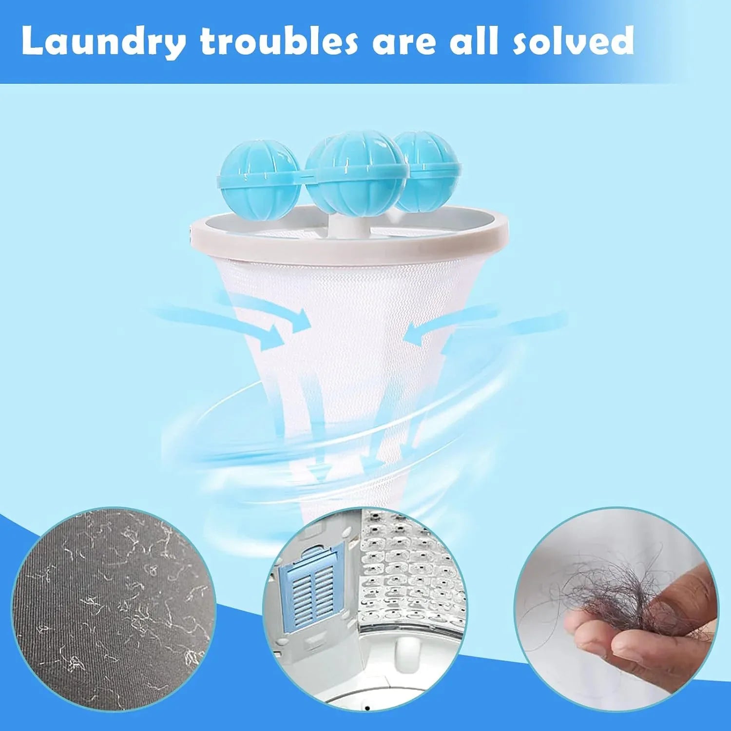 12604 Laundry Ball Floating Pet Fur Lint Hair Catcher Household Reusable Washing Machine Floating Lint Mesh Bag Hair Filter Net Pouch Washing Lint Hair Remover Net Mesh Bag Dryer (1 Pc) - Zidbik
