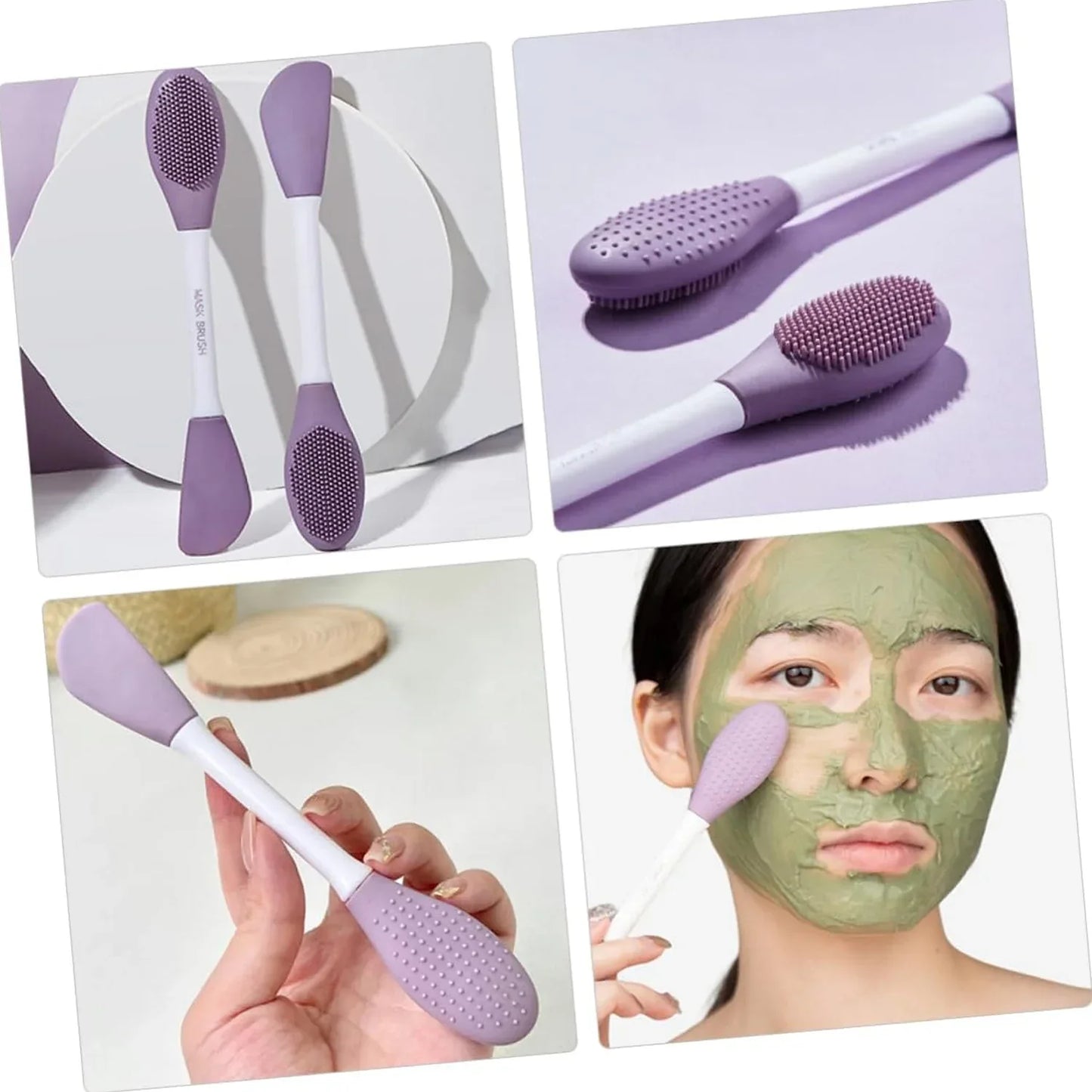 12532 Double-headed Silicone Mask Brush Face Cleansing And Applying Mud Mask Beauty Salon Special Brush Smear Tool Facial Scrub Silicone Wash Scrubber Face Tools (1 Pc) - Zidbik