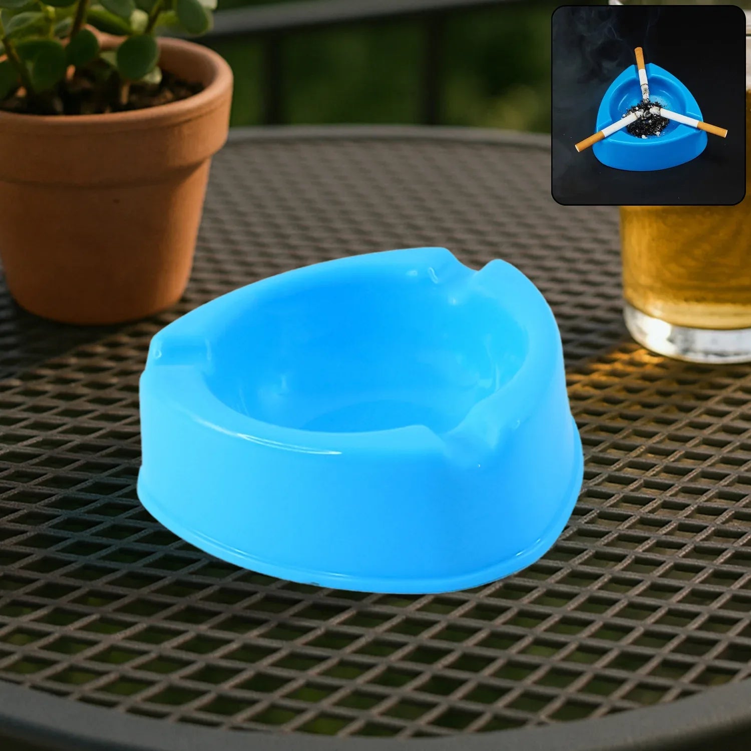 Heavy Duty Plastic Ashtray (Mix Color 1 Pc) - Zidbik