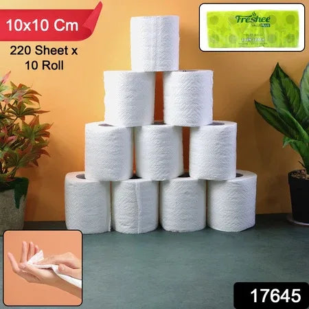Toilet Tissue Rolls Soft Embossed Bathroom Tissue 220 Sheets 10 Rolls - Zidbik