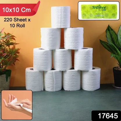 Toilet Tissue Rolls Soft Embossed Bathroom Tissue 220 Sheets 10 Rolls - Zidbik