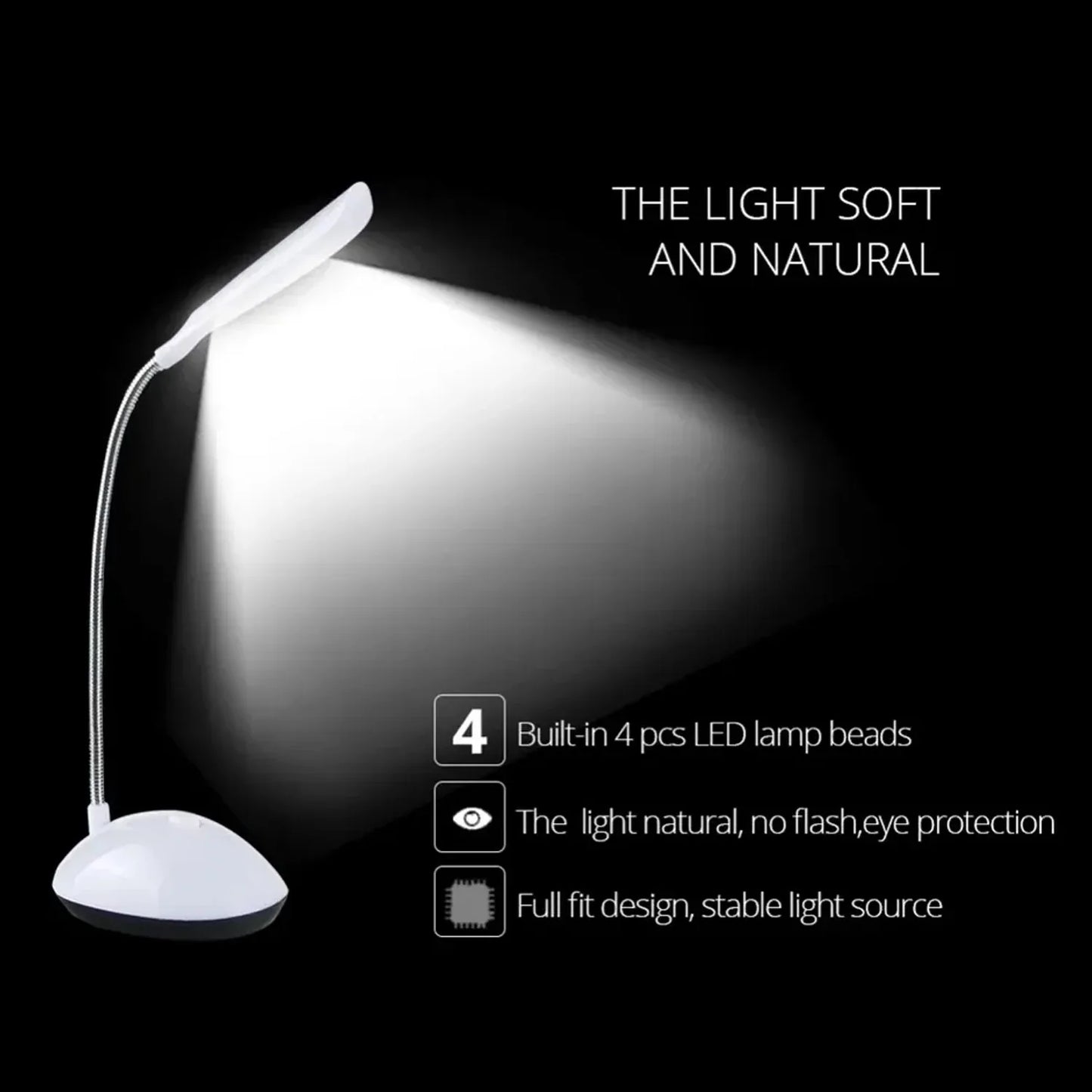 0255a Fashion Wind Led Desk Light Led Lamps Button Control Portable Flexible Neck Eye-caring Table Reading Lights For Readingrelaxationbedtime - Zidbik