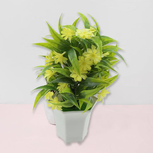Wild Artificial Flower Plants With Cute Pot Flower Plant For Home Office Decor Tabletop And Desk Decoration Artificial Flower For Balcony Indoor Decor Plants For Living Room (1 Pc) - Zidbik