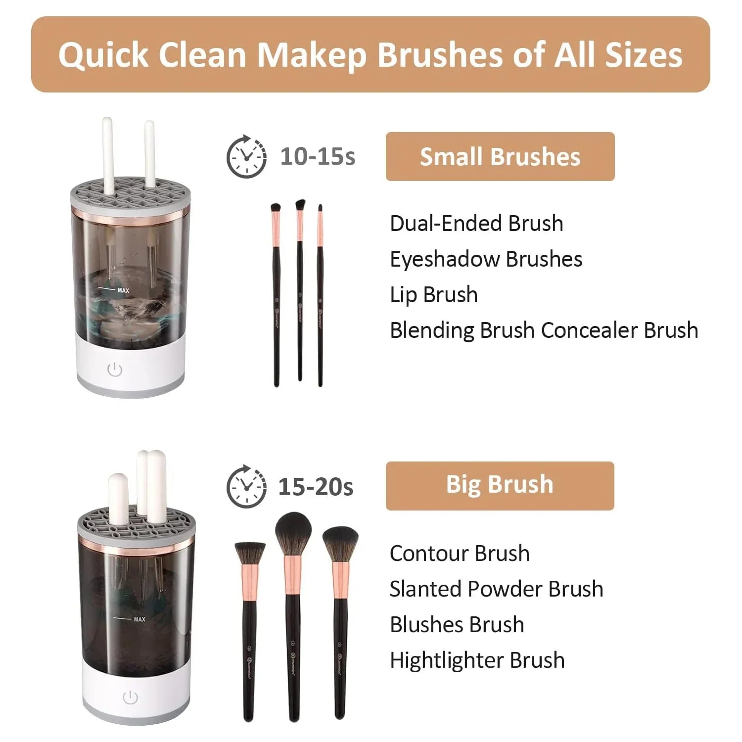 12987 Automatic Makeup Brush Cleaner Fast Electric Brush Cleaner Hand Free Machine Super Clean Brush Washer Brushes Organizer Tool (1 Pc) - Zidbik