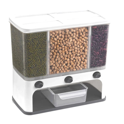 2550 Easy Flow Cereal Dispenser For Kitchen 3 In 1 Push Button Wall Mount Container - Zidbik