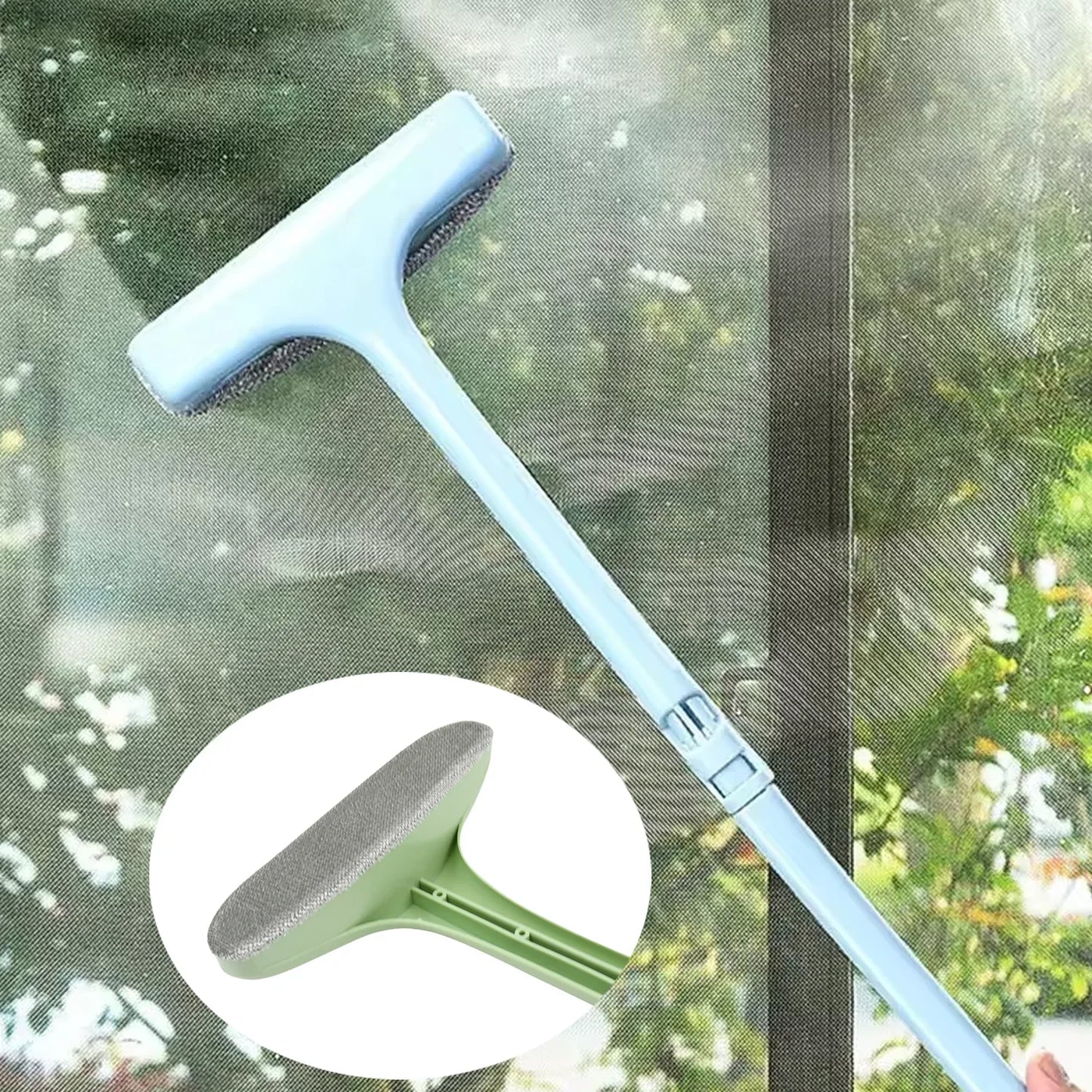 Window Screen Cleaning Brush With Extendable Handle (1 Pc) - Zidbik