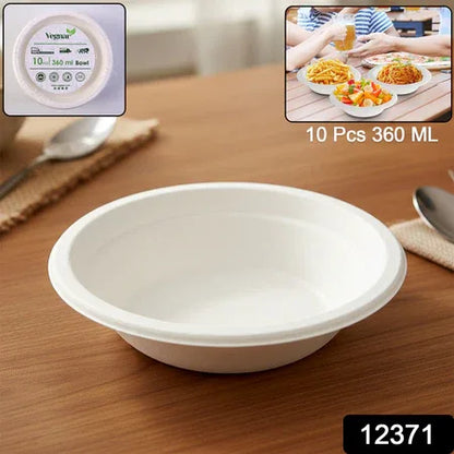 Vegnar Disposable Food Serving Bowl Set Of 10 Pieces 360 Ml Capacity - Zidbik