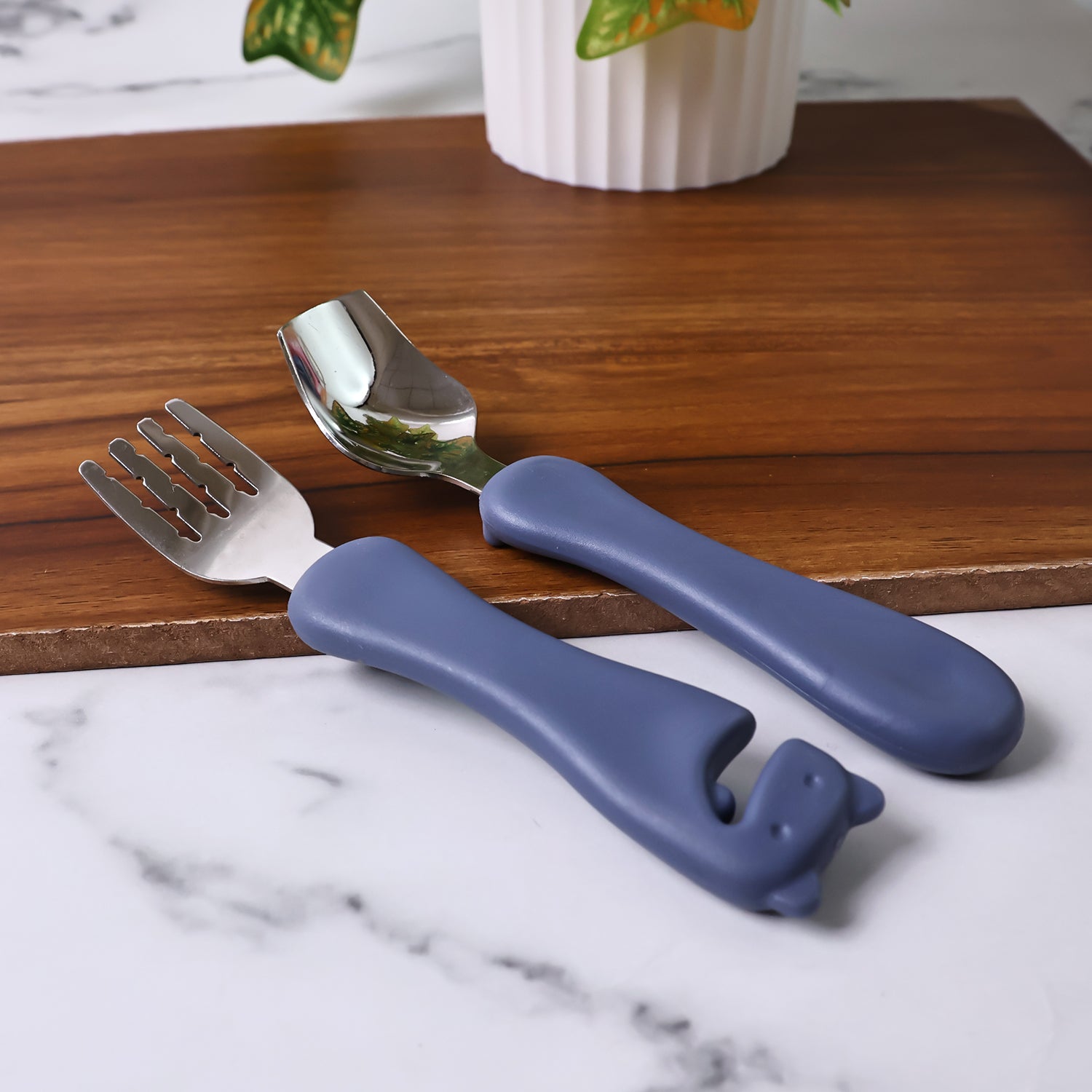 Supermom Foodie Stainless Steel Spoon  Fork (2 Pc Set) - Zidbik