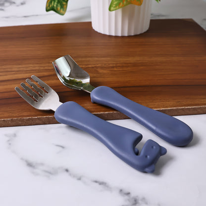 Supermom Foodie Stainless Steel Spoon  Fork (2 Pc Set) - Zidbik