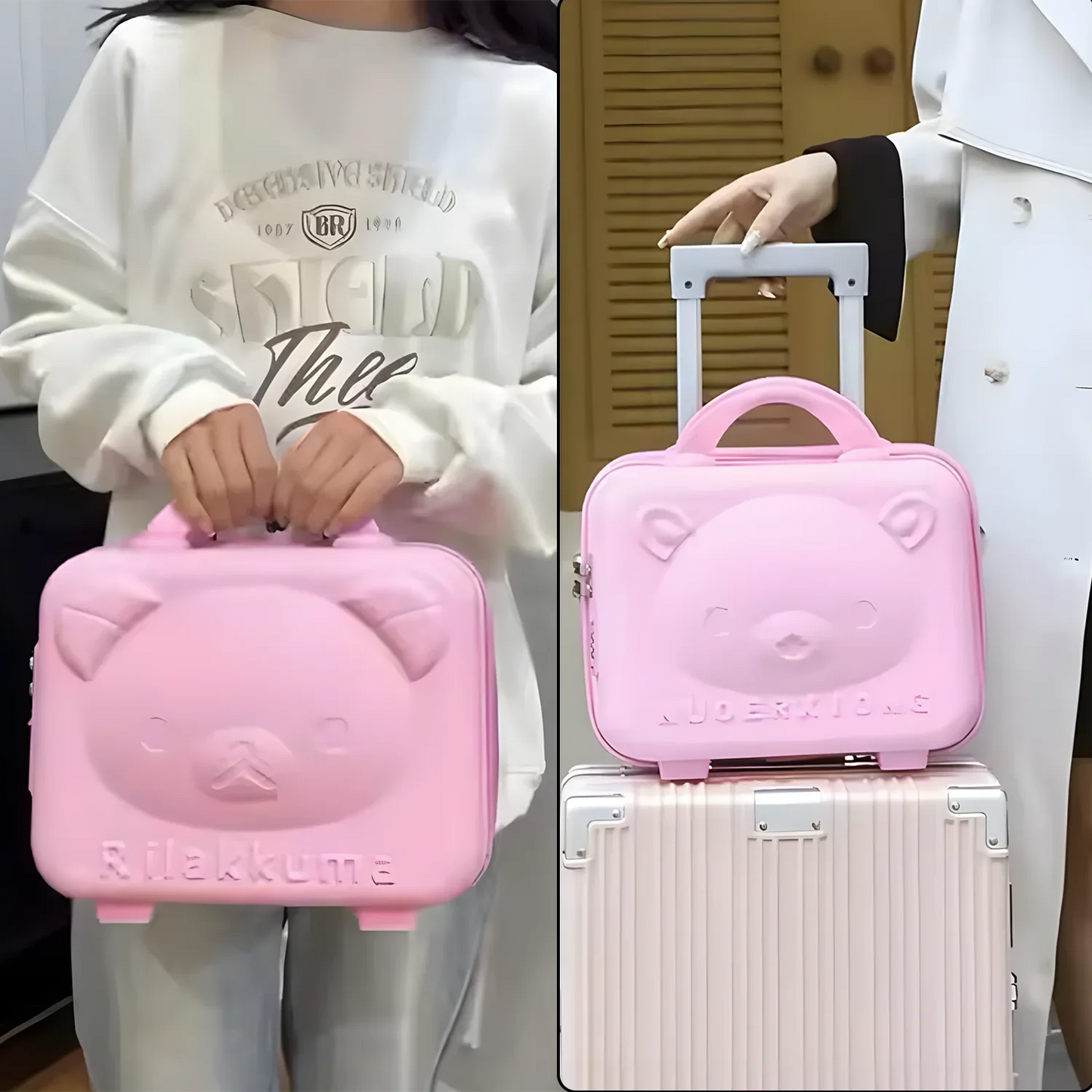 3-digit Number Lock Kids Bear-shaped Hard Shell Storage Carry Case With Handle - Zidbik