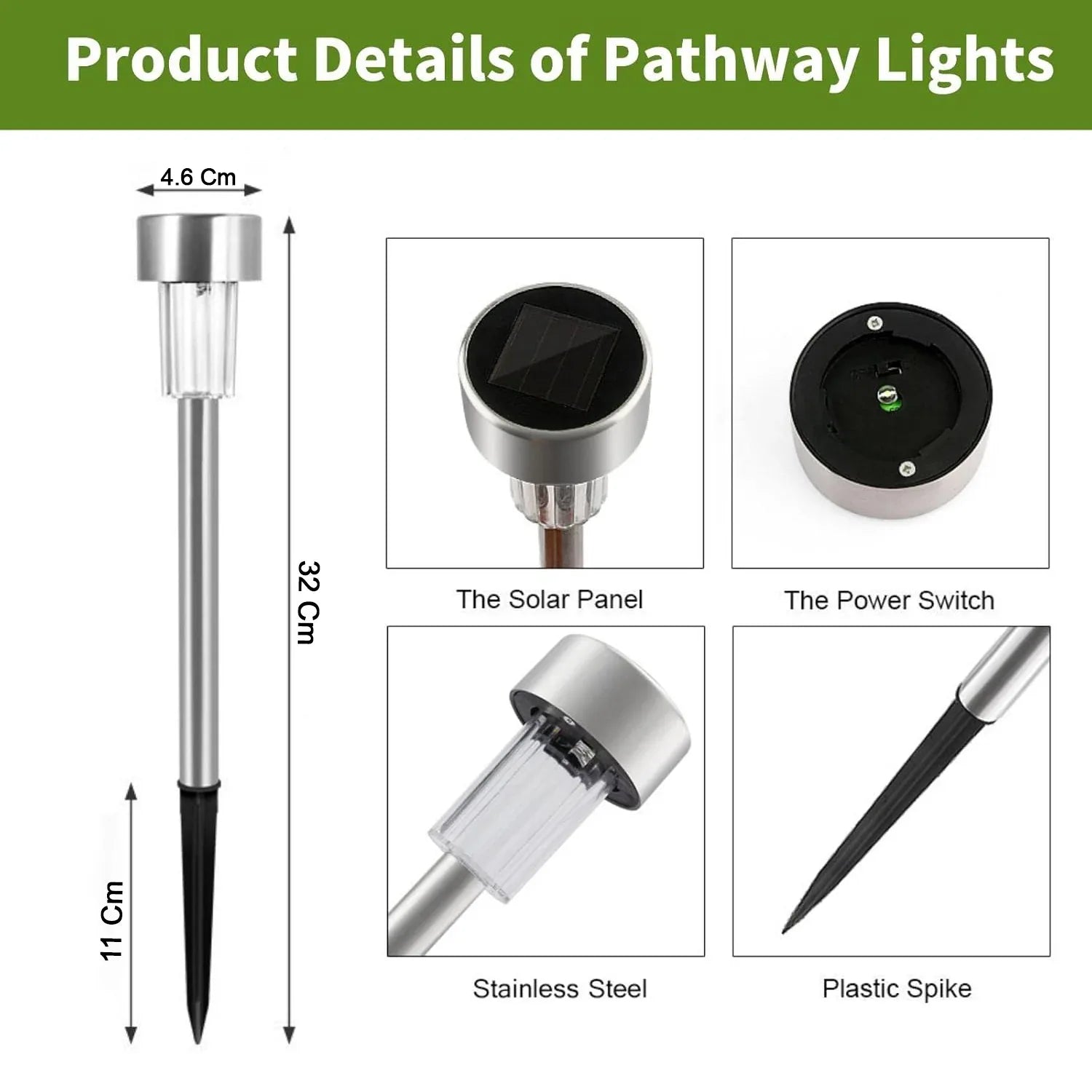Solar Lawn Lamp Set Of 12 Pc - Zidbik
