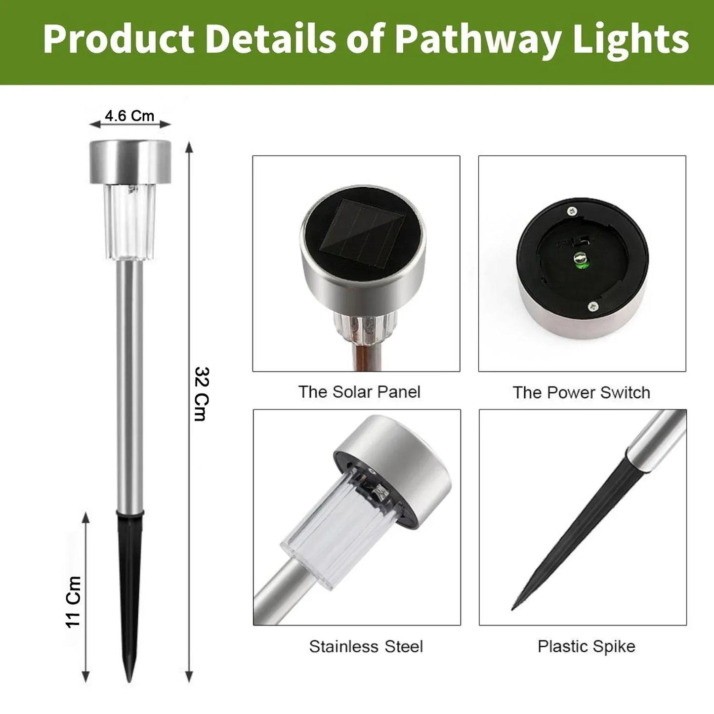Solar Lawn Lamp Set Of 12 Pc - Zidbik
