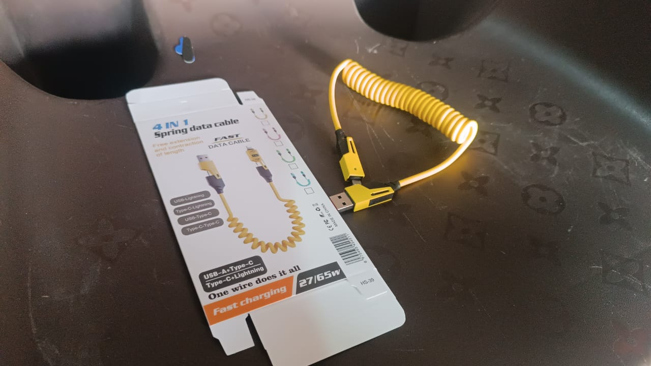 4 In 1 Spring Fast Charging Cable (1 Pc  1.5 Mtr Long) - Zidbik