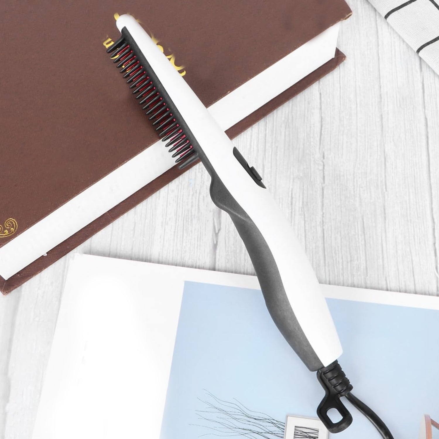 Electric Hair Straightening Comb Portable Straight Beard Comb (1 Pc) - Zidbik