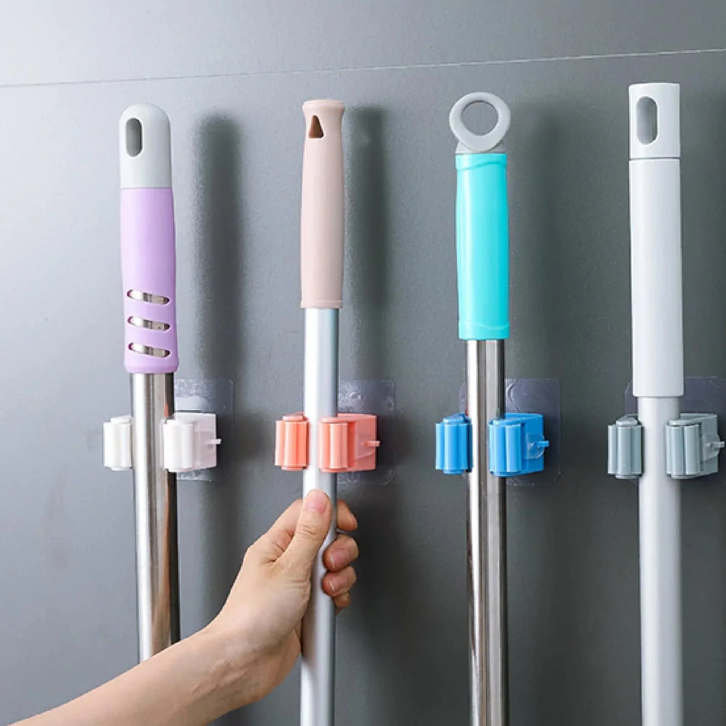 2177 Magic Sticker Series Self Adhesive Mop And Broom Holder - Zidbik
