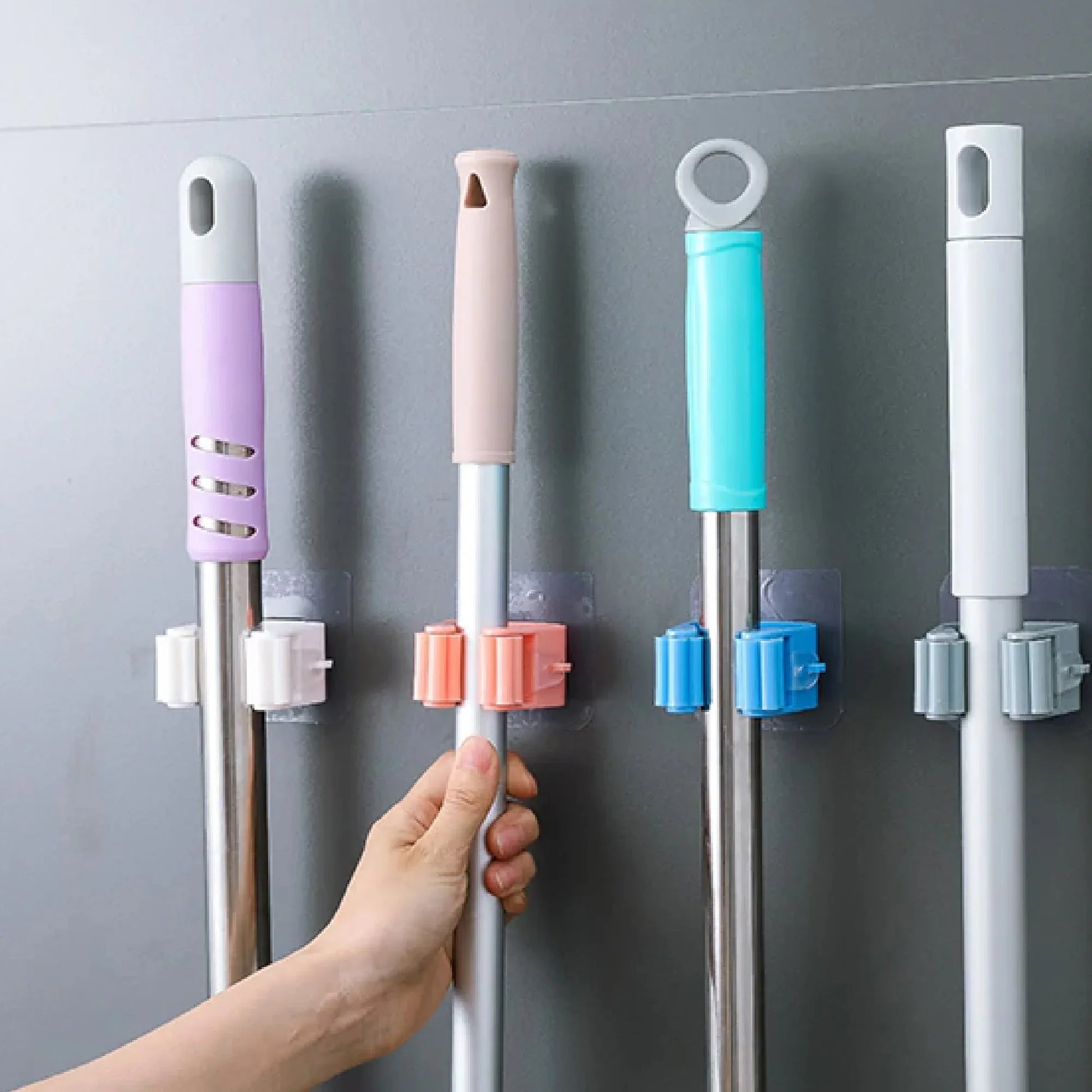 2177 Magic Sticker Series Self Adhesive Mop And Broom Holder - Zidbik