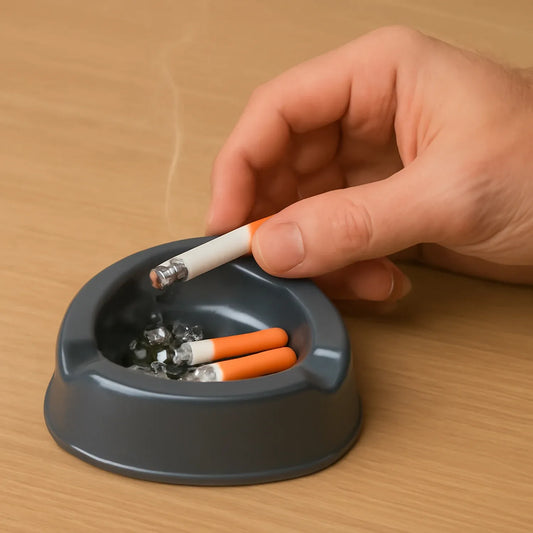 Oblivion Durable Plastic Ashtray With Wide Bowl And Triple Cigarette Holder Slots (1 Pc) - Zidbik
