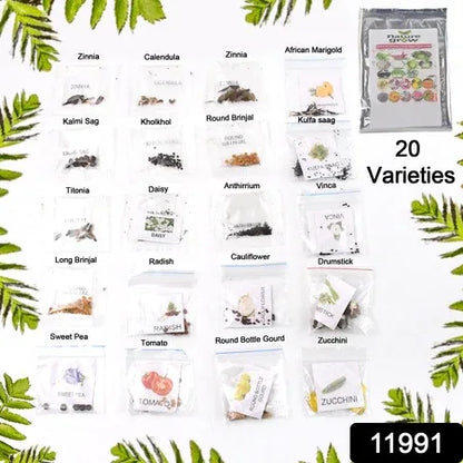 20 Varieties Of Vegetable Flower Seeds Combo (1 Pkt. 20 Varieties) - Zidbik