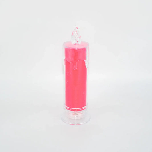 8438 Red Led Flameless Candles Battery Operated Pillar Candles Flickering Realistic Decorative Lamp Votive Transparent Flameless Ornament Tea Party Decorations For Hotel Scenehome Decor Restaurant Diwali Decoration Candle Crystal Lamp (1 Pc) - Zidbik