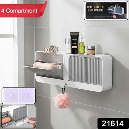 Wall Mounted 4-compartment Bathroom Storage Soap Holder - Zidbik