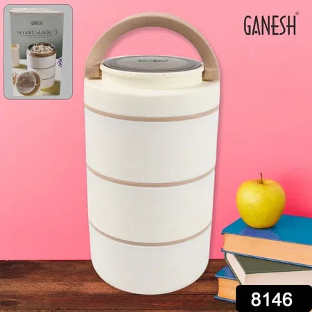 Ganesh Smart Stack 23 Layer Portable Lunch Box Stainless Steel Airtight Leak-proof Lunch Box For Office School Picnic Color May Vary (2 Layer 3 Layer) - Zidbik