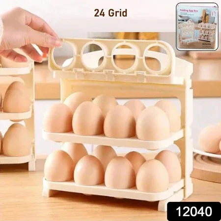 Plastic Foldable Egg Tray 24 Grid Egg Storage Box (1 Pc) - Zidbik