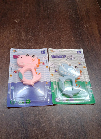 Silicone Dinosaur Teether For Baby (1 Pc Mix Design Color) - Zidbik