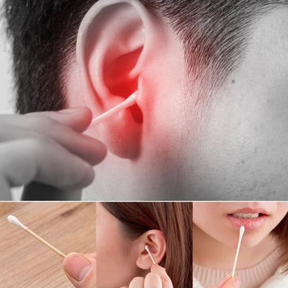 6016 Cotton Swabs Bamboo With Wooden Handles For Makeup Clean Care Ear Cleaning Wound Care Cosmetic Tool Double Head Biodegradable Eco Friendly (Pack Of 20)