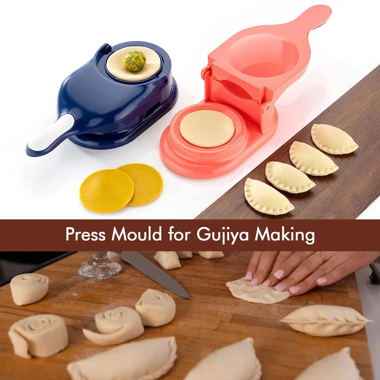 5302 Dumpling Press Mould For Gujiya Ghughra Momos Making 2 In 1 Dumpling Maker Mould Machine Kitchen Dumpling Making Tool - Zidbik
