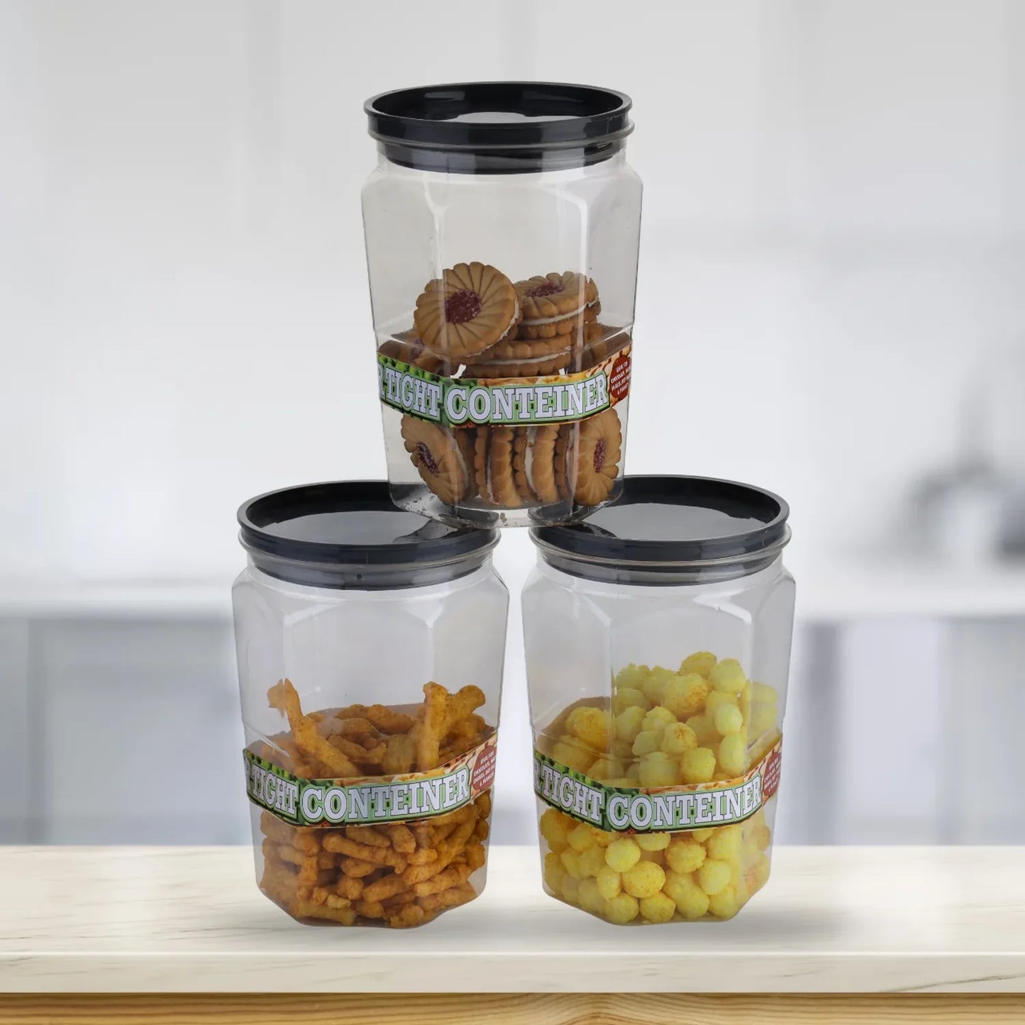 2299 Air Tight Kitchen Storage Container For Rice Dal Atta Bpa-free Flour Cereals Snacks Stackable Modular Round. (Approx - 1100ml Set Of 6pcs) - Zidbik