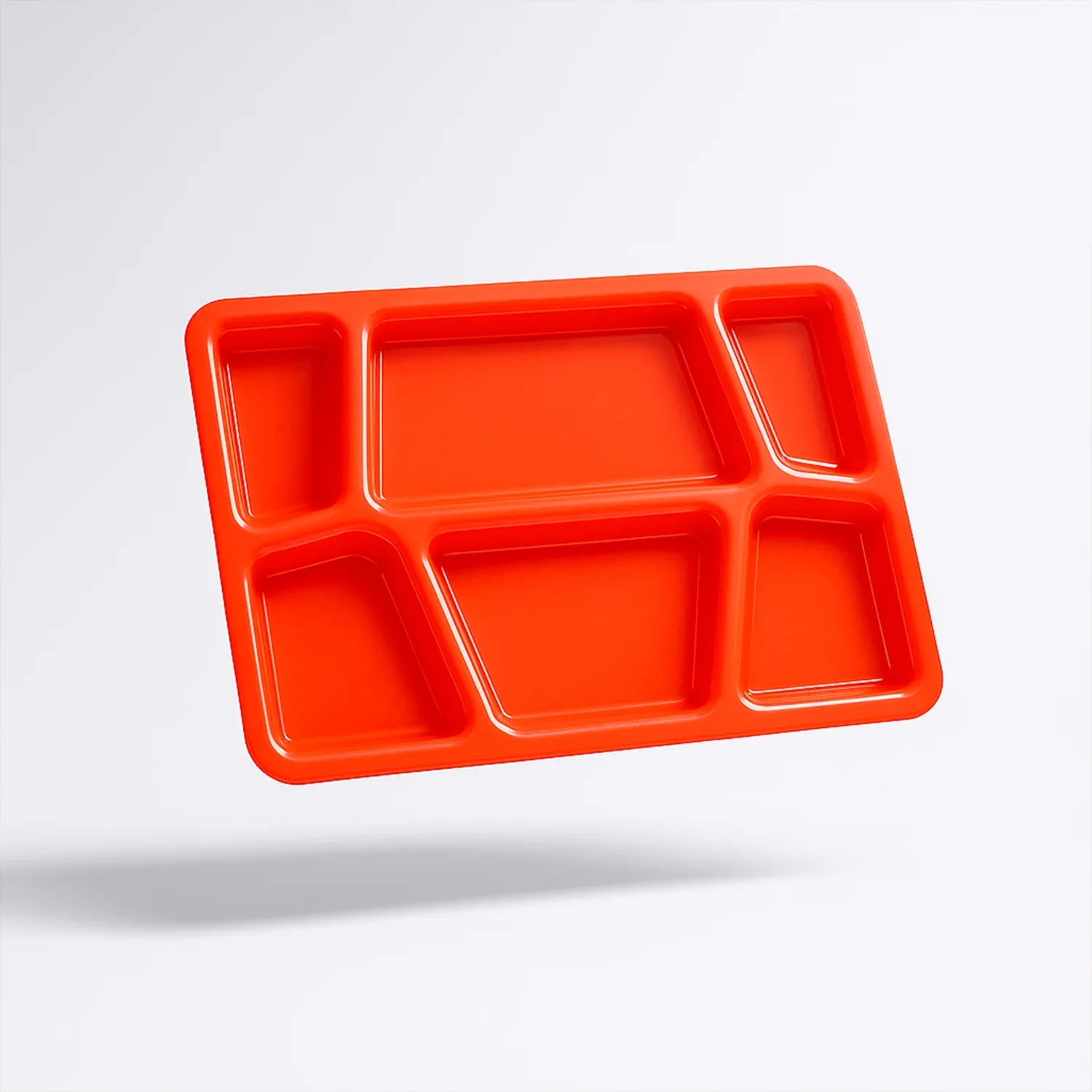 Plastic Multi-compartment Rectangular Meal Serving Tray Plate (1 Pc Red) - Zidbik