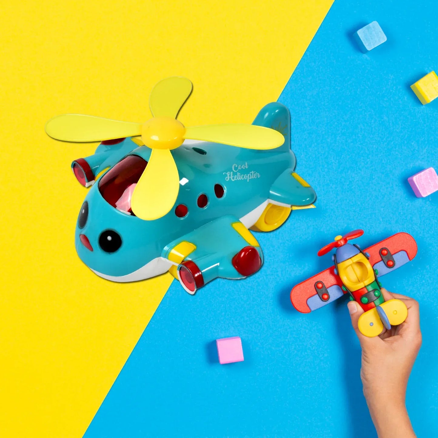 4516 Helicopter Airplane Musical Toy Toddlers With Lights Electronic Moving Cool Aeroplane Baby Development Toys Plane For 6-18 Month Old Gift To Encourage Crawling - Zidbik