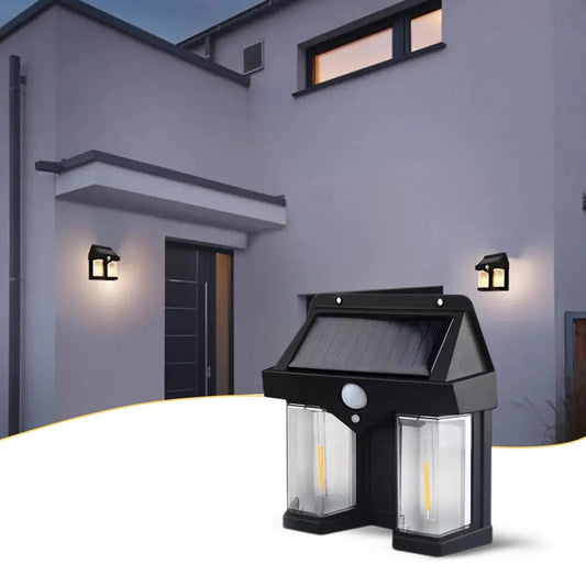 12585 Outdoor Solar Wall Lamp Outdoor Waterproof High Quality Lamp Induction Garden Lamp Garden Villa Night Lamp Double Lamp Light (1 Pc) - Zidbik