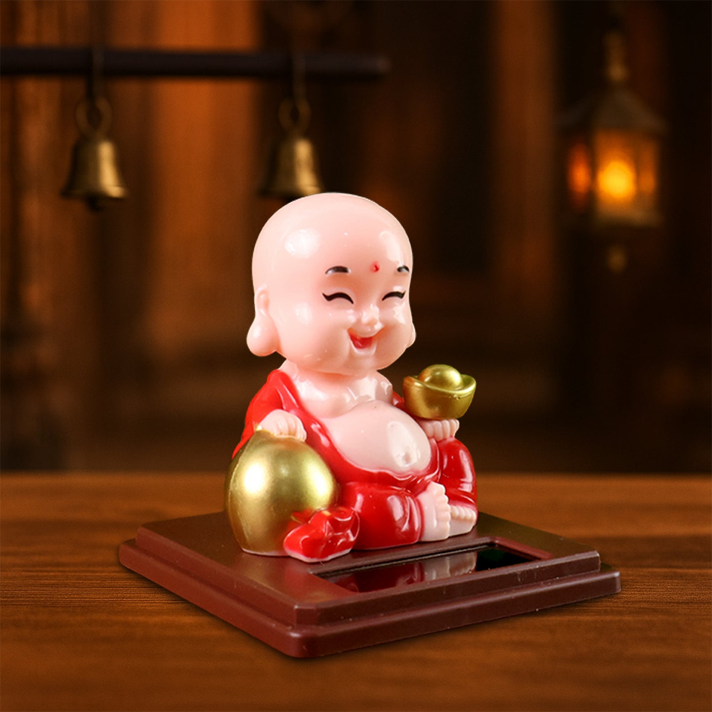 Solar Power Moving Head Buddha Statue Car Ornament (1 Pc  Mix Color) - Zidbik